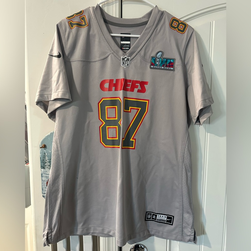 Kansas City Chiefs Nike Super Bowl LVII Patch Atmosphere Jersey- Travis Kelce 87